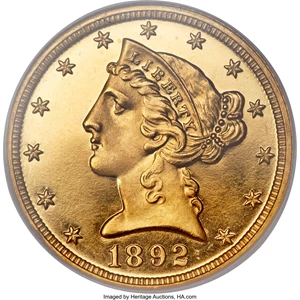 image for: 1892 $5 PR66 Ultra Cameo NGC. CAC....