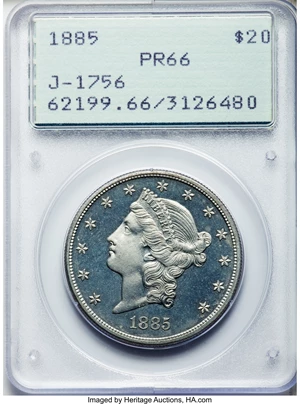 image for: 1885 $20 Twenty Dollar, Judd-1756, Pollock-1969, R.8, PR66 PCGS....