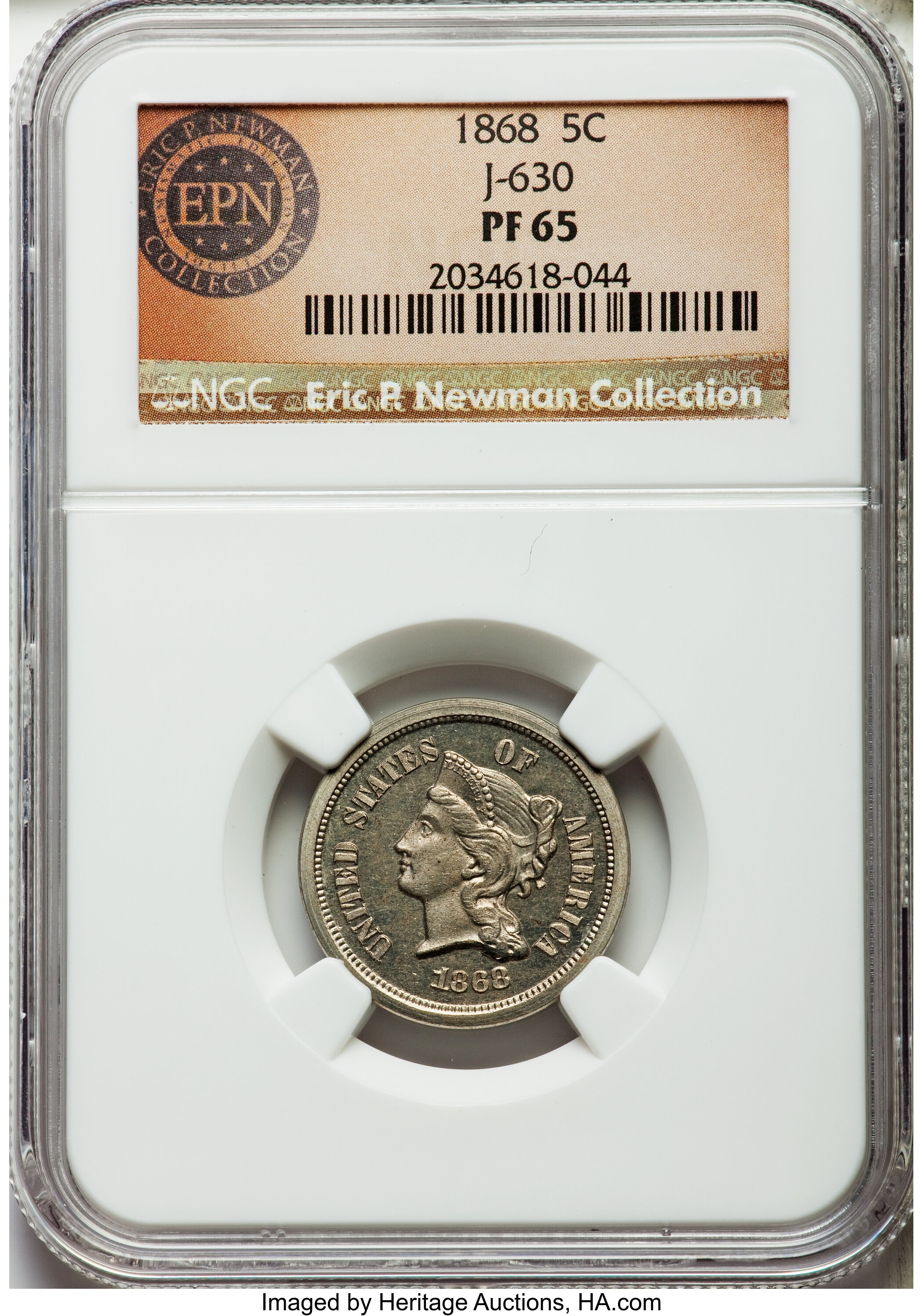 image for: 1868 5C Five Cents, Judd-630, Pollock-700, High R.7, PR65 NGC....
