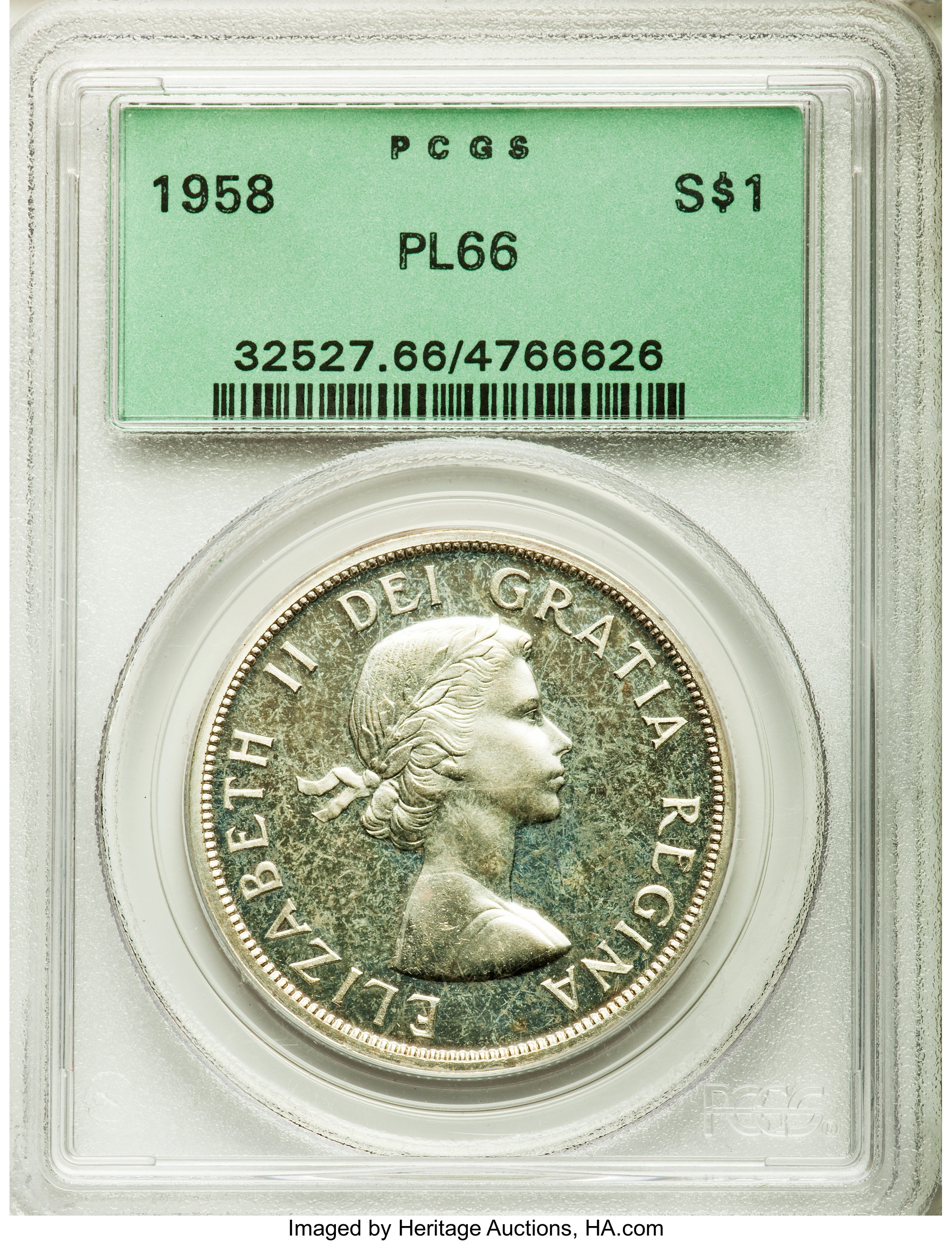image for: Elizabeth II Prooflike Dollar 1958 PL66 PCGS