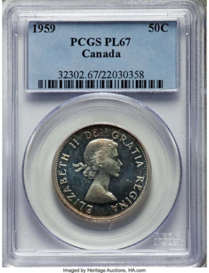 image for: Elizabeth II Prooflike 50 Cents 1959 PL67 PCGS