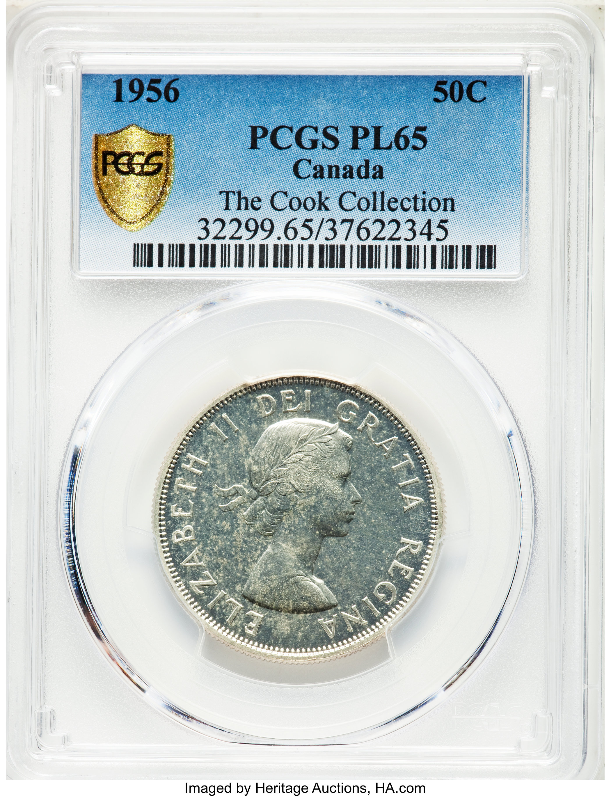 image for: Elizabeth II Prooflike 50 Cents 1956 PL65 PCGS