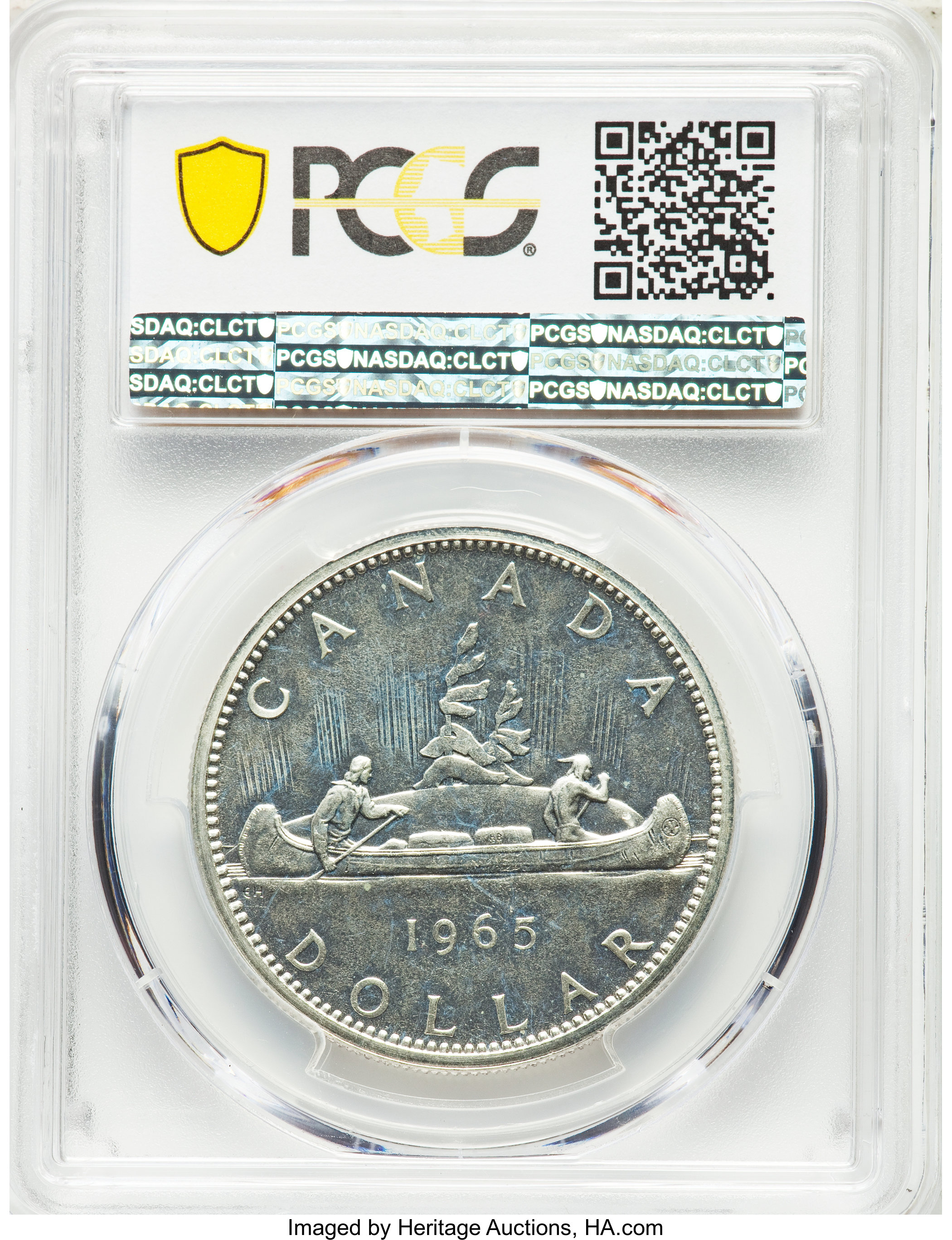 image for: Elizabeth II Prooflike "Type 2 Small Beads - Blunt 5" Dollar 1965 PL66 PCGS