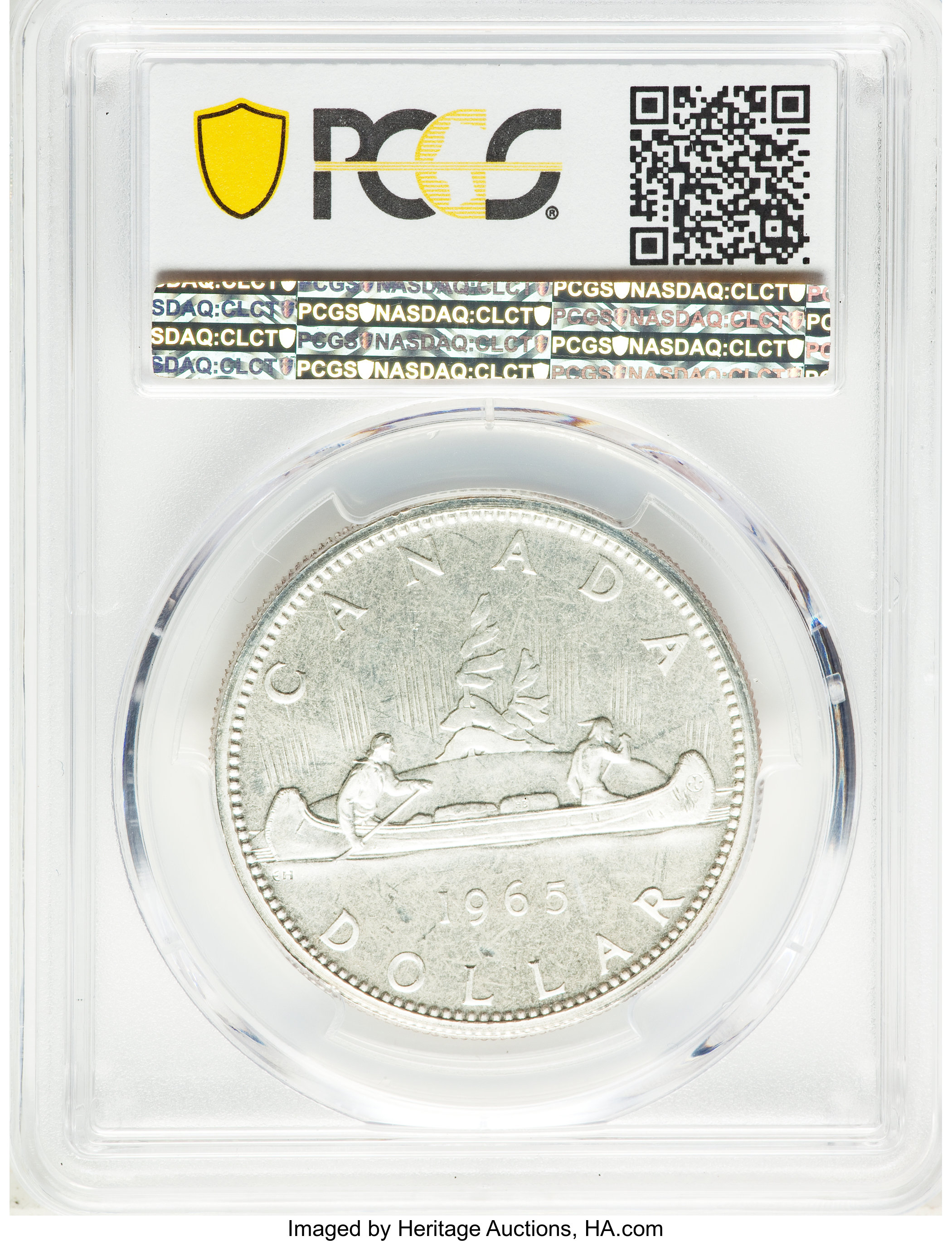 image for: Elizabeth II Prooflike "Type 3 Large Beads - Blunt 5" Dollar 1965 PL65 PCGS