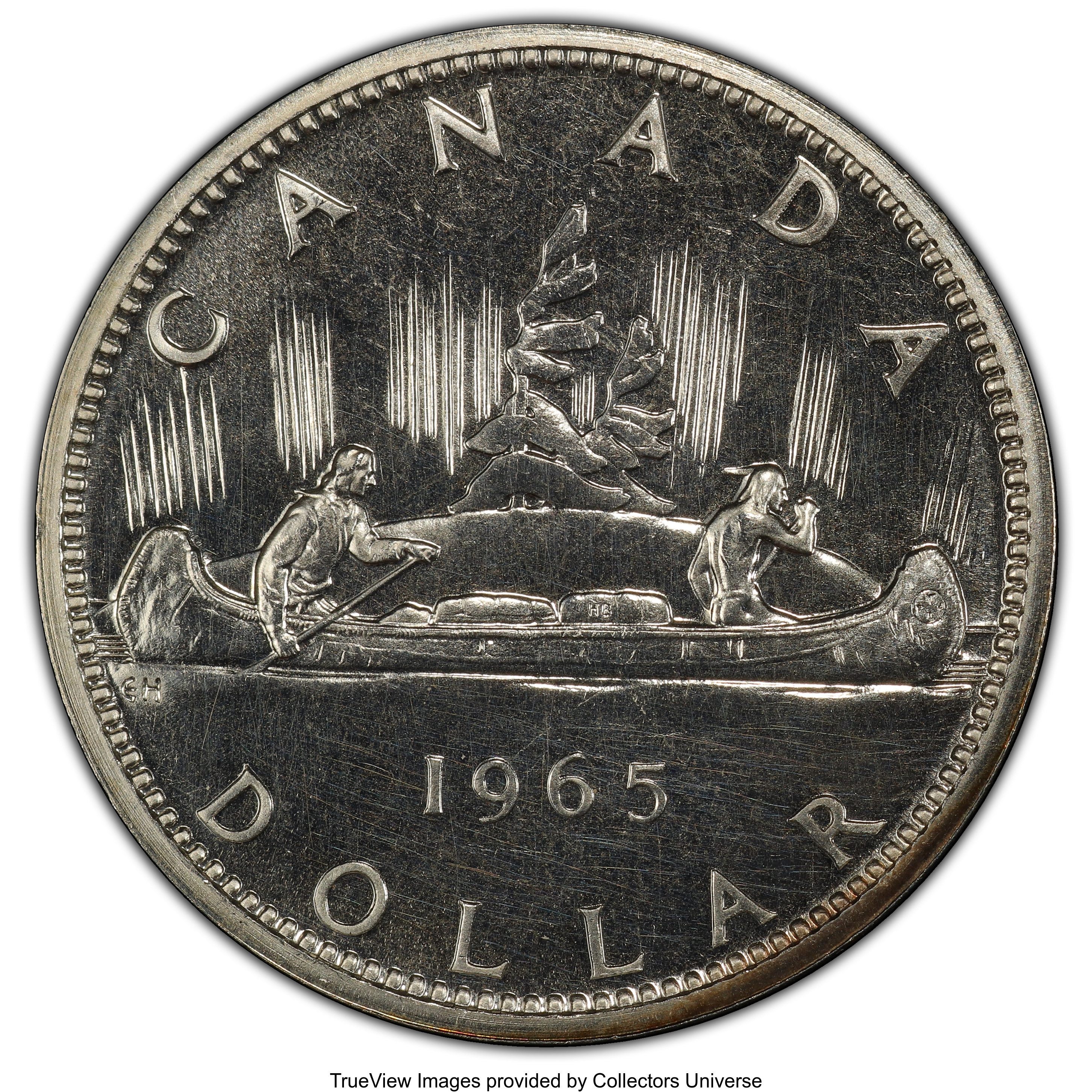 image for: Elizabeth II Prooflike "Type 1 Small Beads - Pointed 5" Dollar 1965 PL62 PCGS