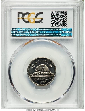 image for: Elizabeth II Prooflike 5 Cents 1955 PL67 PCGS