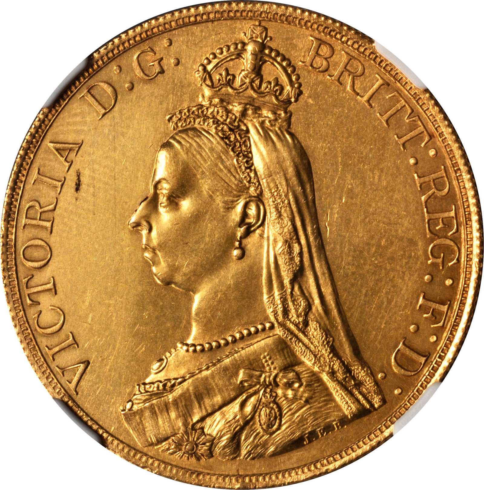 GREAT BRITAIN. 5 Pounds, 1887. NGC AU Details--Surface Hairlines.
