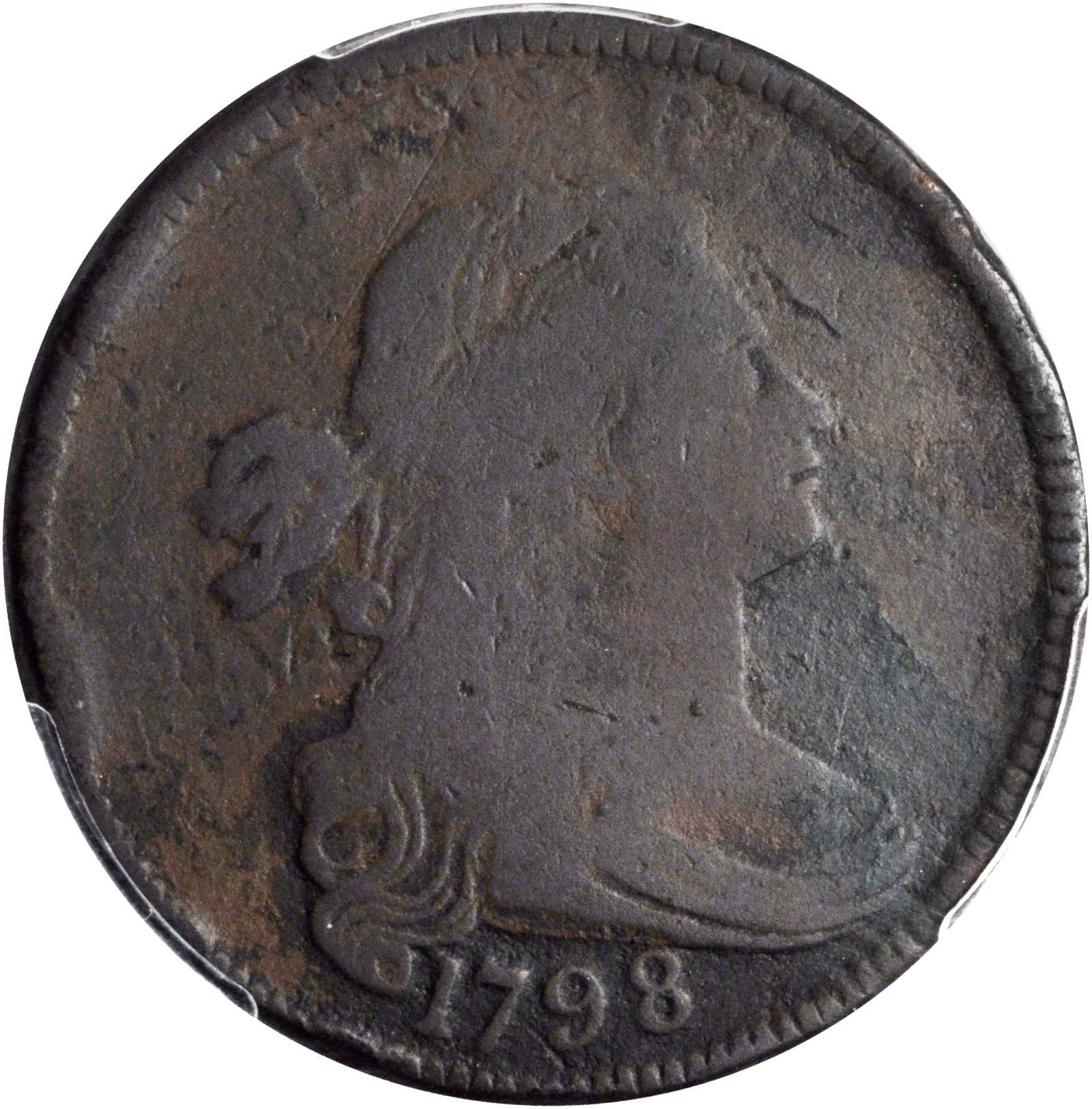 image for: 1798 Draped Bust Cent. S-156. Rarity-6-. Reverse of 1795. AG Details--Environmental Damage (PCGS).