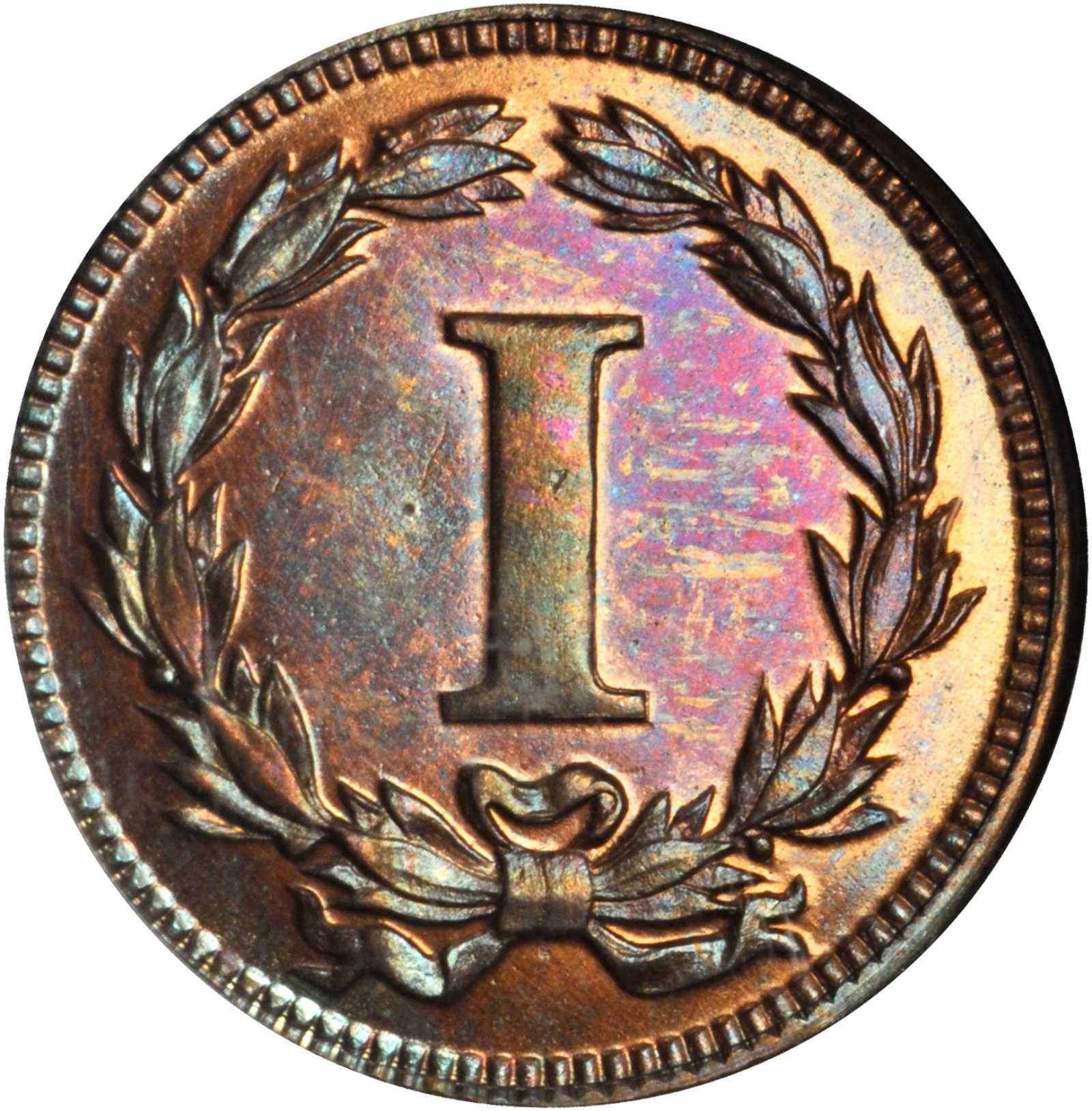 image for: 1868 Pattern Cent. Judd-609, Pollock-674. Rarity-7+. Copper. Plain Edge. Proof-64 RB (PCGS). CAC.