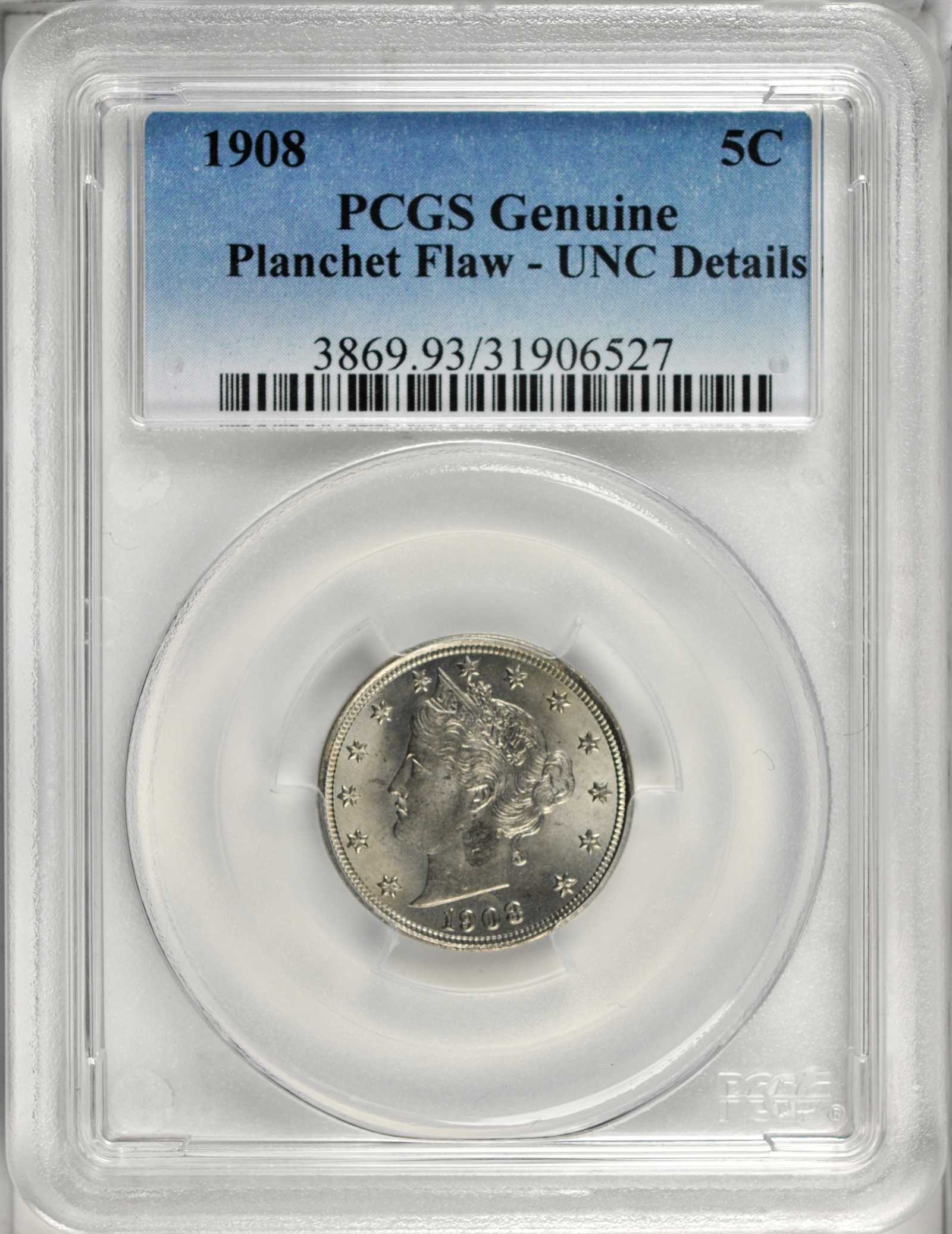 1908 5c VG10 CAC thumbnail 8