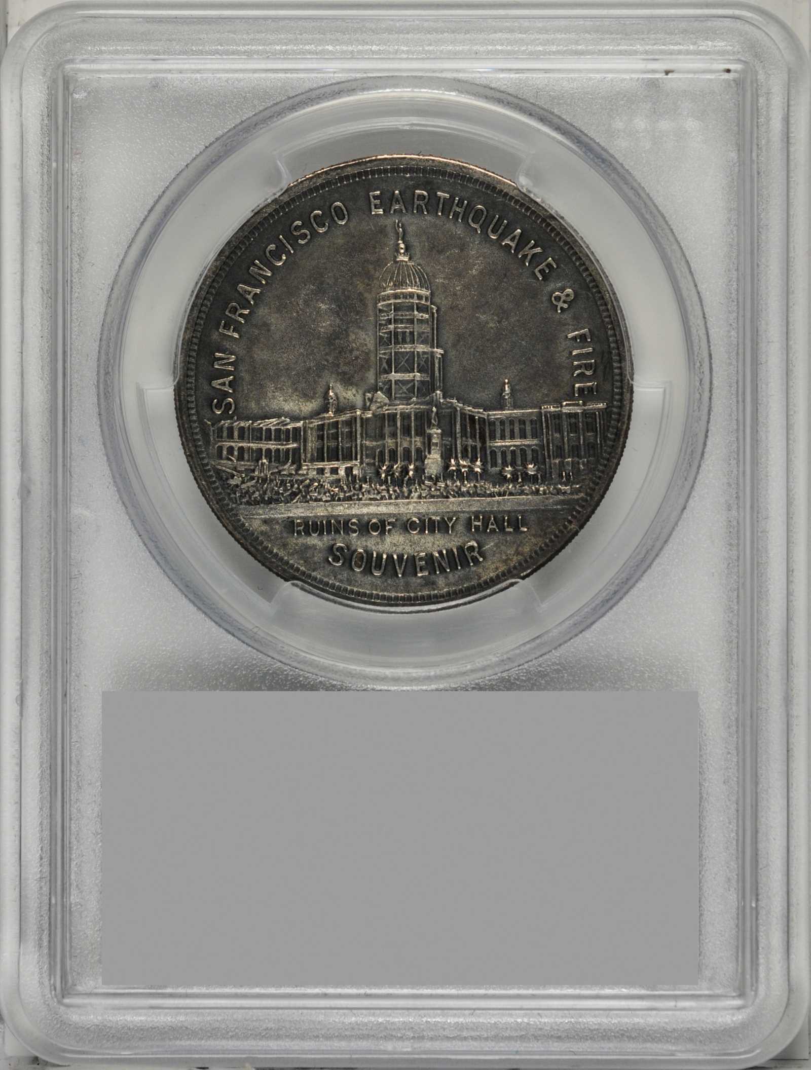 image for: 1906 San Francisco Earthquake and Fire. Type I. Silver-Plated. 36 mm. HK-340a. Rarity-6. AU-55 (PCGS).