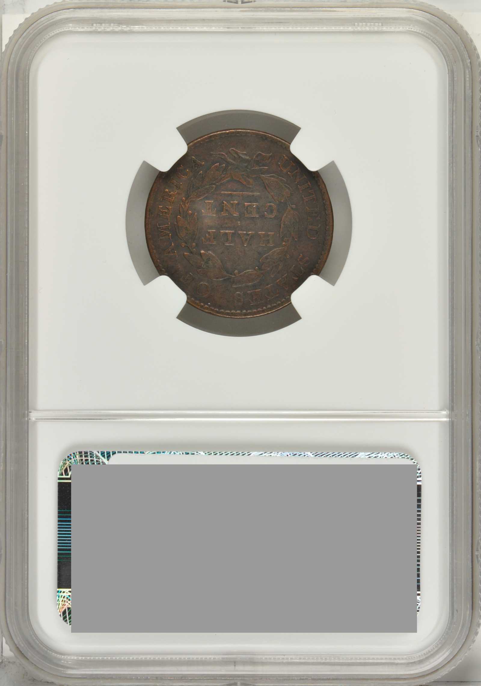 image for: 1825 Classic Head Half Cent. C-1. Rarity-3--Rotated Dies--Fine-12 BN (NGC).