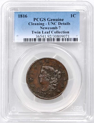 image for: 1816 Matron Head Cent. N-7. Rarity-3. Noyes Die State A/A. Unc Details--Cleaning (PCGS).