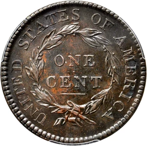 image for: 1817 Matron Head Cent. N-2. Rarity-3. 13 Stars. Noyes Die State A/C. AU-55 (PCGS).