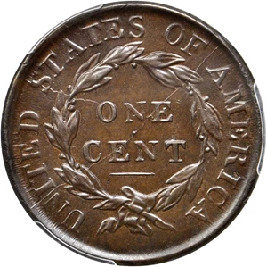 image for: 1817 Matron Head Cent. N-2. Rarity-3. 13 Stars. Noyes Die State D/E. MS-63 BN (PCGS).