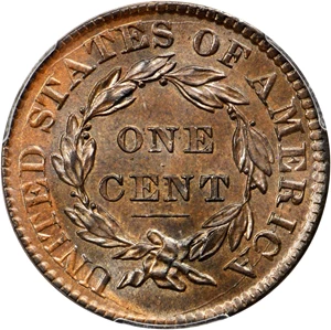 image for: 1830 Matron Head Cent. N-4. Rarity-2. Large Letters. Noyes Die State B/C. MS-64 BN (PCGS).
