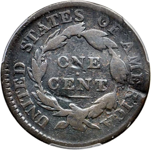 image for: 1817 Matron Head Cent. N-12. Rarity-3 (Rarity-7+ for die state). 13 Stars. Noyes Die State E/A. VG Details--Damage (PCGS).