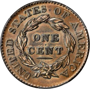 image for: 1827 Matron Head Cent. N-11. Rarity-1. Noyes Die State A/A. MS-63 BN (PCGS). CAC.