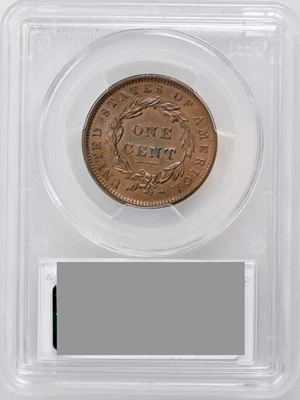image for: 1837 Modified Matron Head Cent. N-9. Rarity-1. Head of 1838. Noyes Die State E/C. MS-63 BN (PCGS). CAC.