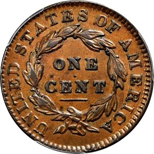 image for: 1831 Matron Head Cent. N-3. Rarity-1. Medium Letters. Double Profile. Noyes Die State B/B. AU-50 (PCGS).