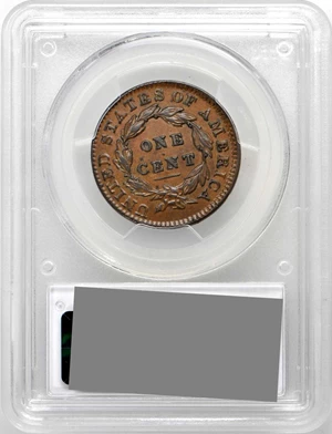 image for: 1831 Matron Head Cent. N-3. Rarity-1. Medium Letters. Double Profile. Noyes Die State B/B. AU-50 (PCGS).