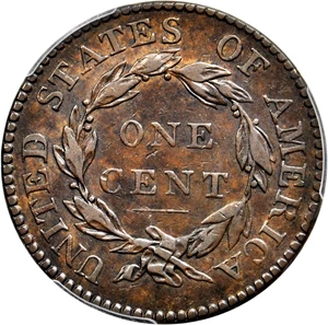 image for: 1821 Matron Head Cent. N-1. Rarity-1 (Rarity-7+ for die state). Noyes Die State C/C. AU-50 (PCGS).