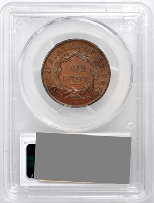 image for: 1831 Matron Head Cent. N-6. Rarity-1. Large Letters. Double Profile. Noyes Die State B/C. AU-58 BN (PCGS). CAC.