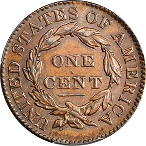 image for: 1831 Matron Head Cent. N-9. Rarity-2. Large Letters. Noyes Die State B/B. MS-62 BN (PCGS).