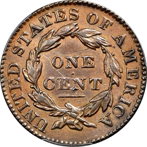 image for: 1831 Matron Head Cent. N-9. Rarity 2 (Rarity-7+ as die state). Large Letters. Noyes Die State D/B. AU Details--Scratch (PCGS).