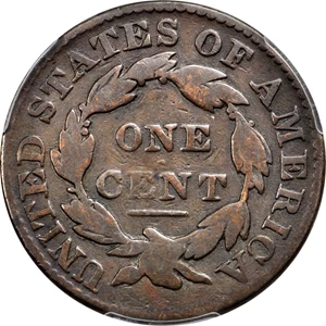 image for: 1831 Matron Head Cent. N-9. Rarity-2 (Unique as a Terminal Die State). Large Letters. Noyes Die State E/X. VG-8 (PCGS). CAC.