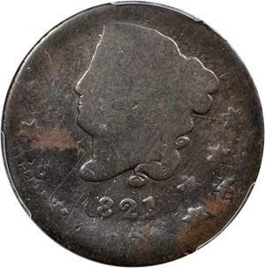 image for: 1821 Matron Head Cent. N-2. Rarity-1. Noyes Die State A/A. AG-3 (PCGS).