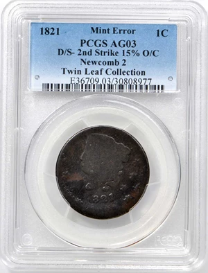 image for: 1821 Matron Head Cent. N-2. Rarity-1. Noyes Die State A/A. AG-3 (PCGS).