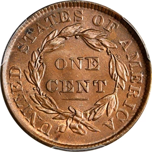 image for: 1835 Matron Head Cent. N-7. Rarity-1. Head of 1836. Double Profile. Noyes Die State B/B (N-17). MS-64 BN (PCGS). CAC.