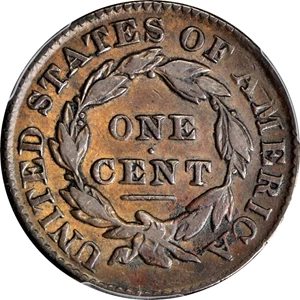 image for: 1831 Matron Head Cent. N-12/4. Rarity-1 (Rarity-5 as die state). Large Letters. Noyes Die State J/B. VF-35 (PCGS). CAC.