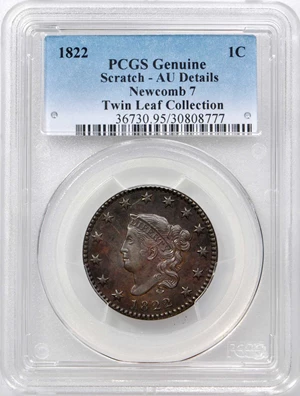 image for: 1822 Matron Head Cent. N-7. Rarity-4. Noyes Die State C/D. AU Details--Scratched (PCGS).