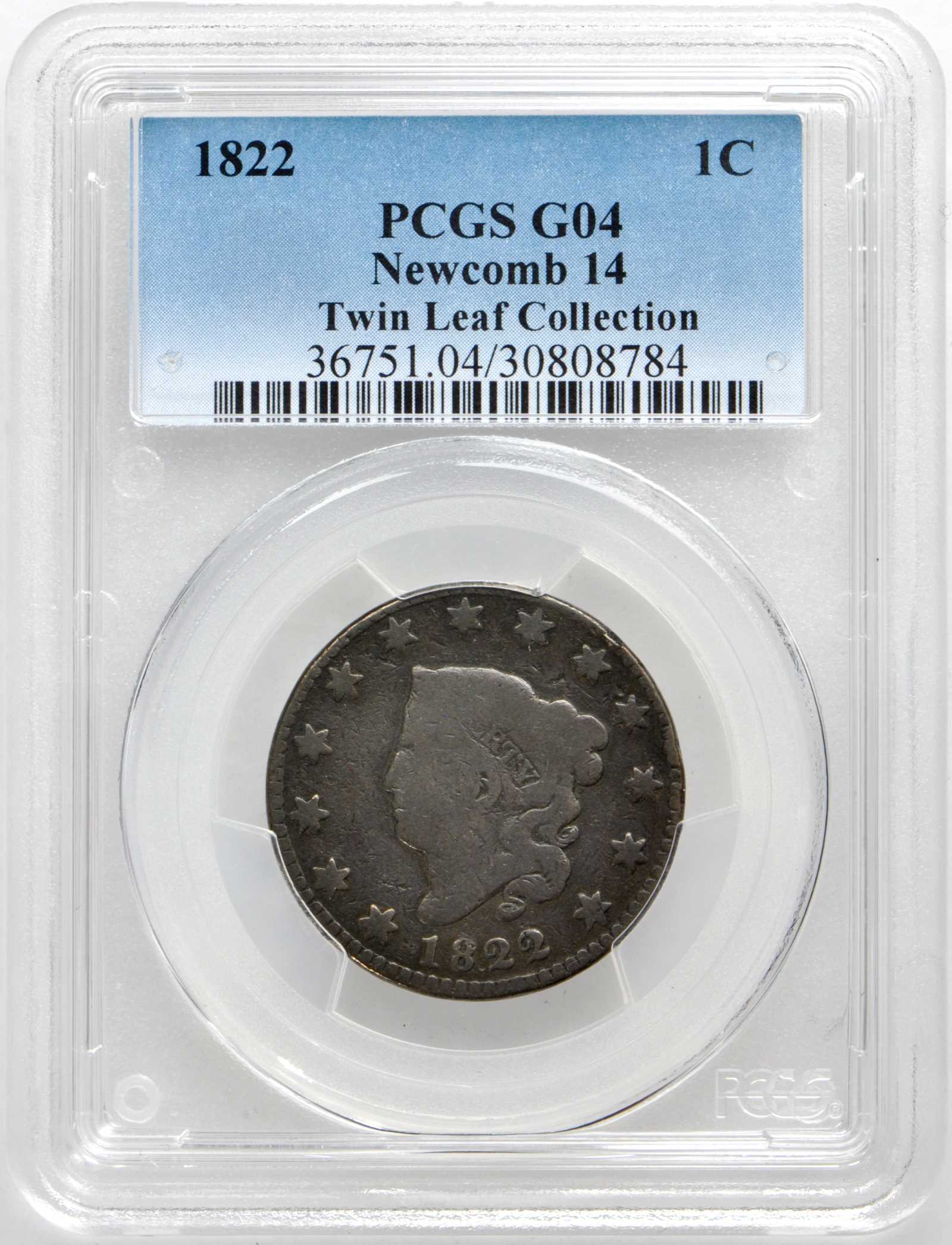 image for: 1822 Matron Head Cent. N-14. Rarity-7. Noyes Die State A/C. Good-4 (PCGS).