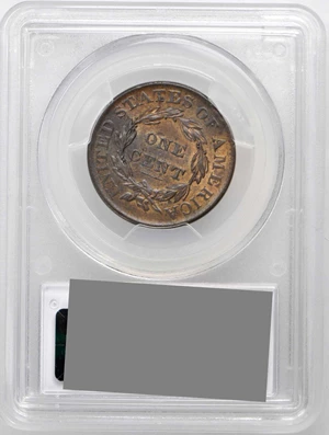 image for: 1832 Matron Head Cent. N-3. Rarity-1. Large Letters. Triple Profile. Noyes Die State B/C. AU-58 (PCGS). CAC.
