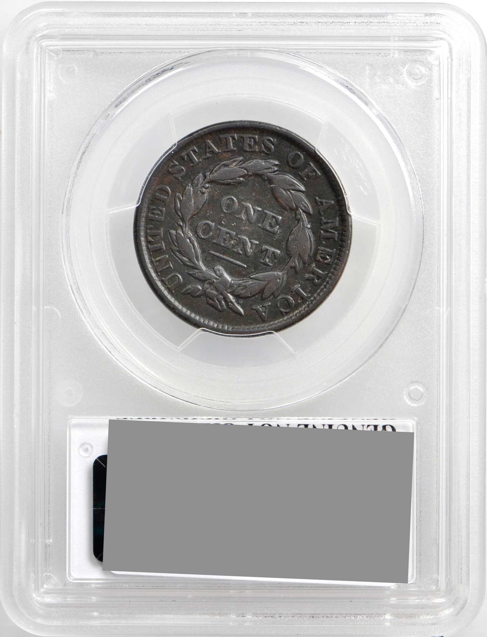 image for: 1835 Matron Head Cent. N-13. Rarity-3. Small 8, Small Stars. Noyes Die State E/D. Fine Details--Environmental Damage (PCGS).