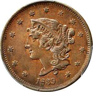 image for: 1839 Modified Matron Head Cent. N-15. Rarity-6-. Booby Head. Noyes Die State A/C. AU-55 (PCGS). CAC.