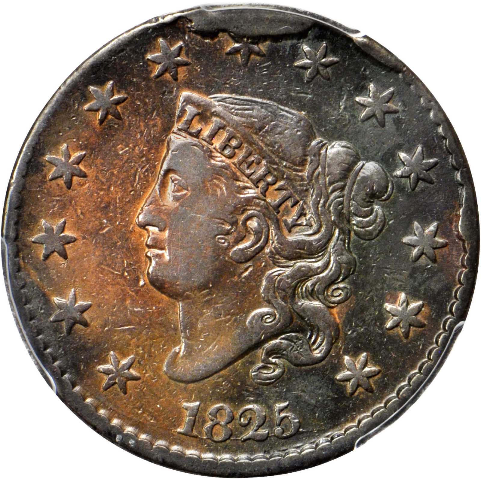 image for: 1825 Matron Head Cent. N-1. Rarity-4. Noyes Die State D/A. VF-20 (PCGS).