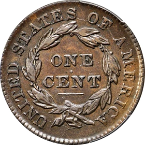 image for: 1833 Matron Head Cent. N-6. Rarity-1. Double Profile. Noyes Die State B/B. EF-45 (PCGS).