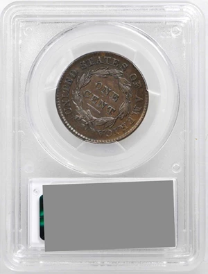 image for: 1833 Matron Head Cent. N-6. Rarity-1. Double Profile. Noyes Die State B/B. EF-45 (PCGS).