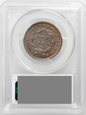 image for: 1835 Matron Head Cent. N-1. Rarity-1. Large 8 and Stars. Noyes Die State C/D. MS-63 BN (PCGS).