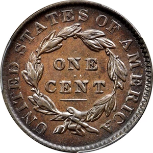image for: 1835 Matron Head Cent. N-1. Rarity-1. Large 8 and Stars. Triple Profile. Noyes Die State D/D. EF-45 (PCGS). CAC.