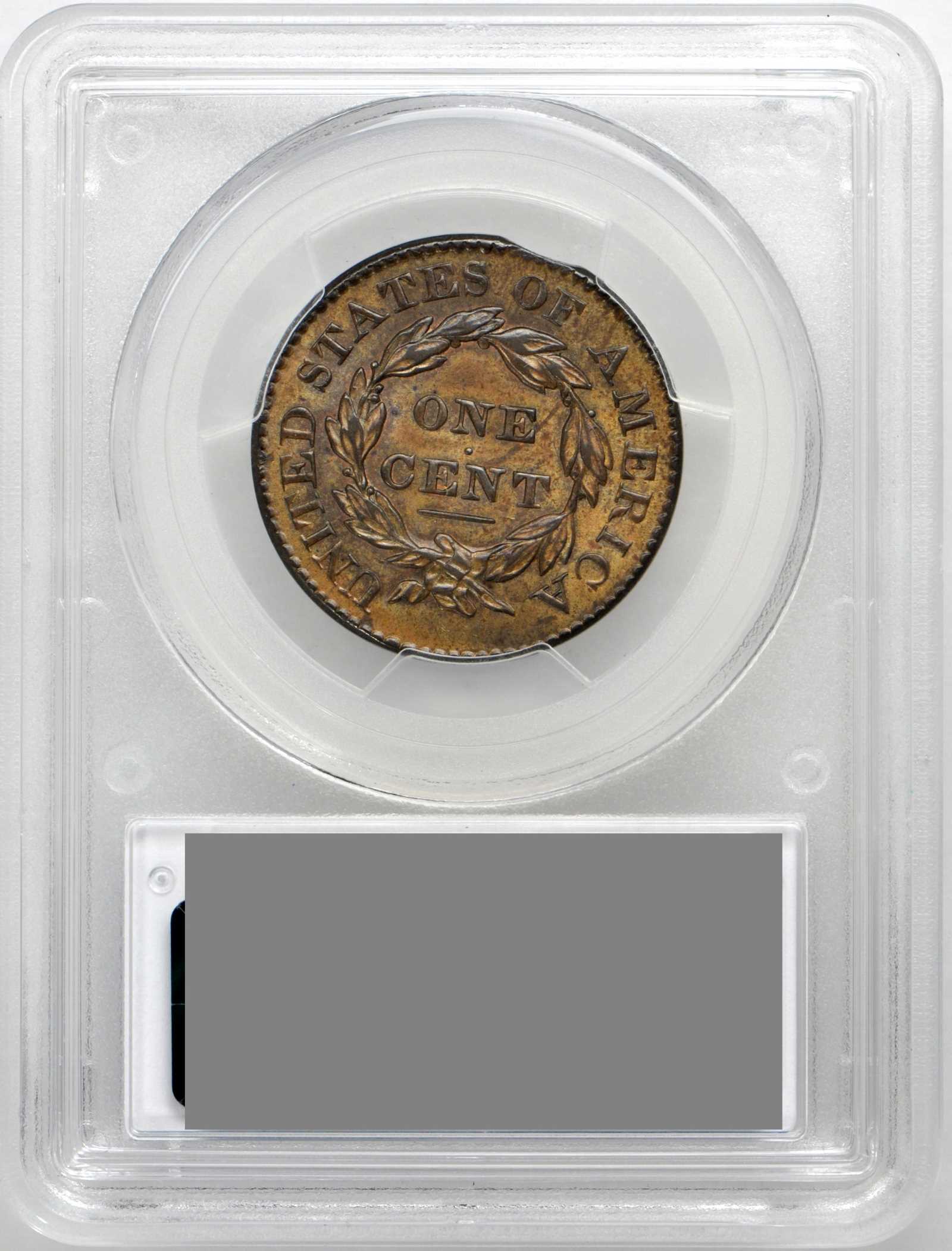 image for: 1827 Matron Head Cent. N-6. Rarity-3. Noyes Die State C/A. MS-63 BN (PCGS).