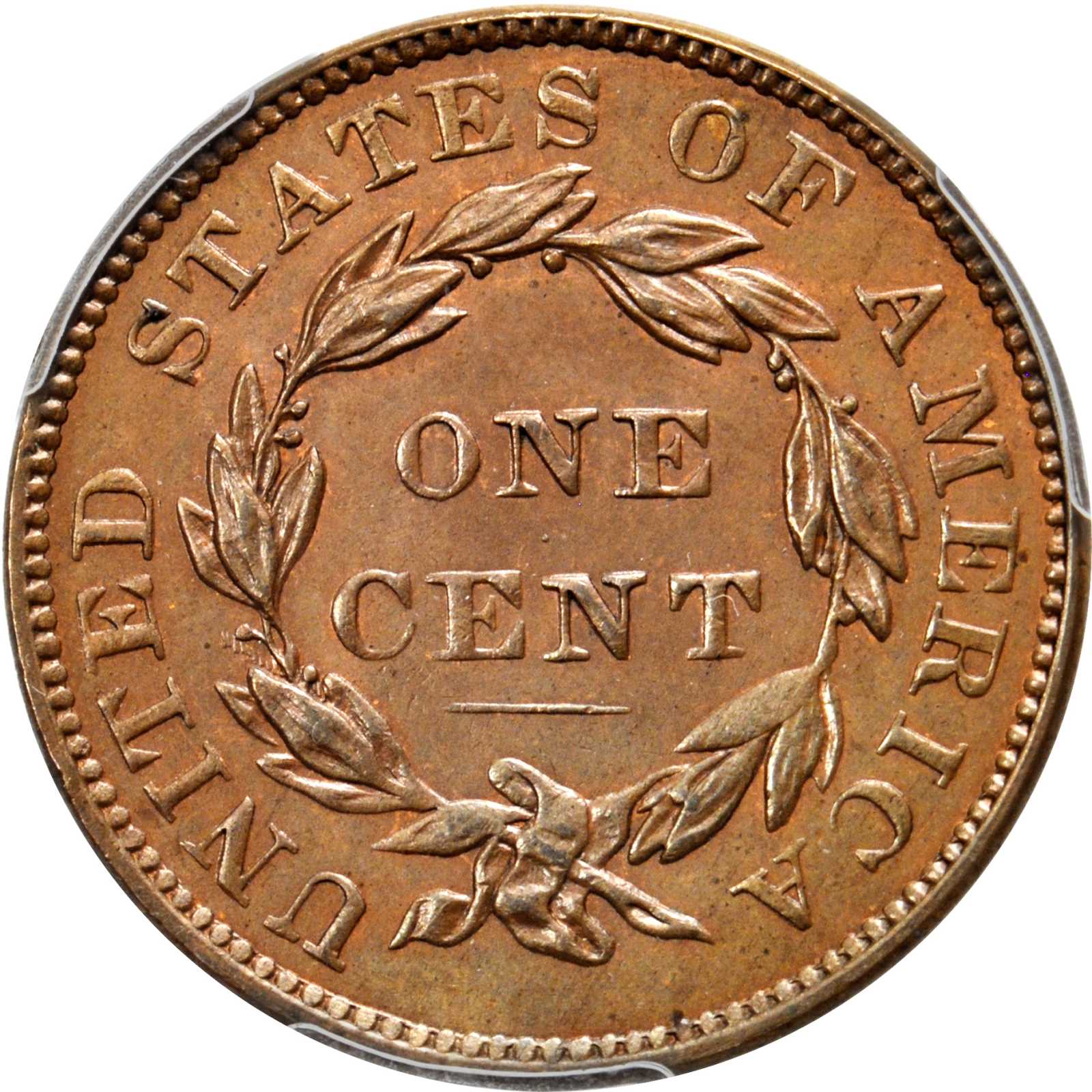 image for: 1837 Modified Matron Head Cent. N-6. Rarity-2. Plain Cord, Medium Letters. Noyes Die State A/A. Unc Details--Spot Removed (PCGS).
