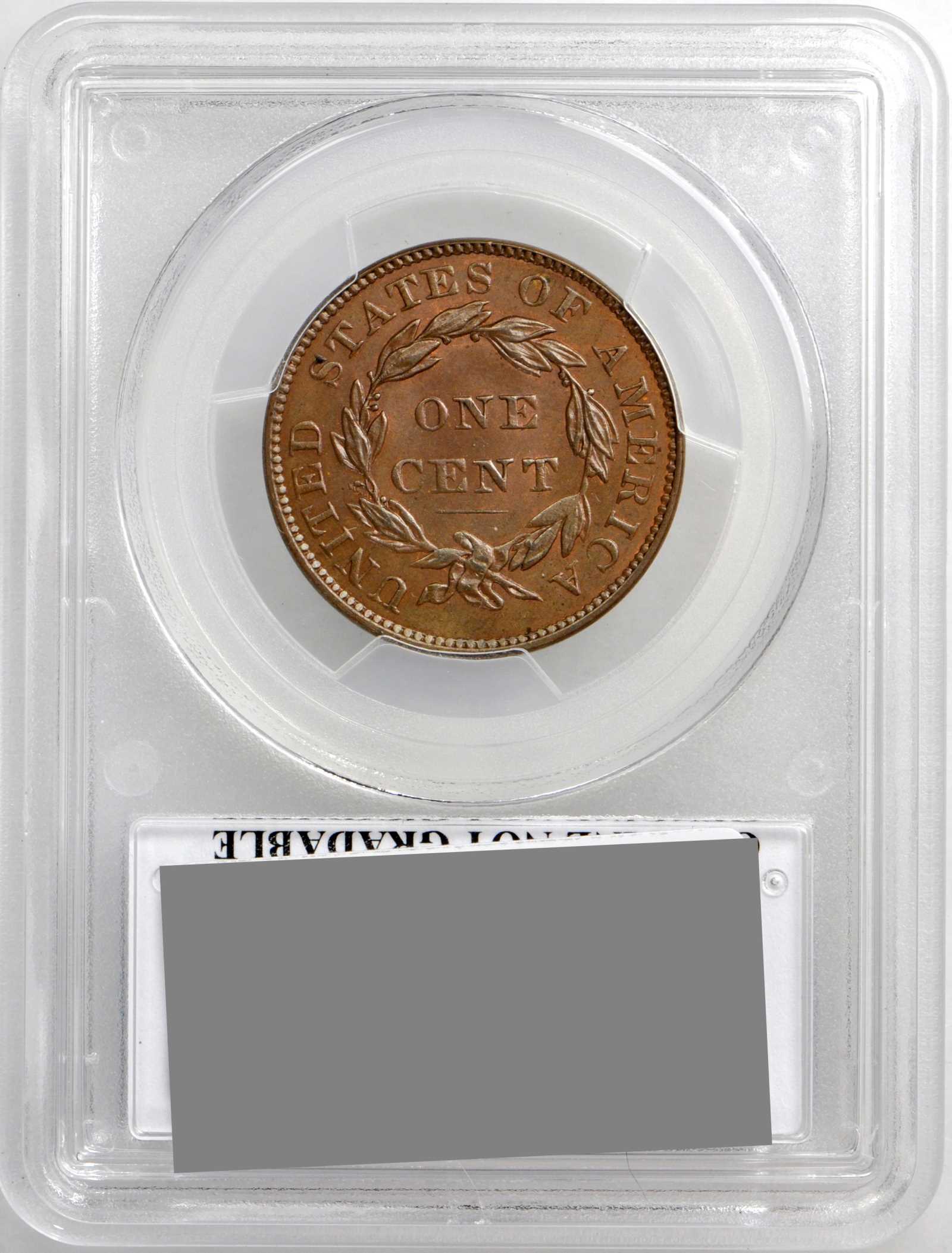 image for: 1837 Modified Matron Head Cent. N-6. Rarity-2. Plain Cord, Medium Letters. Noyes Die State A/A. Unc Details--Spot Removed (PCGS).