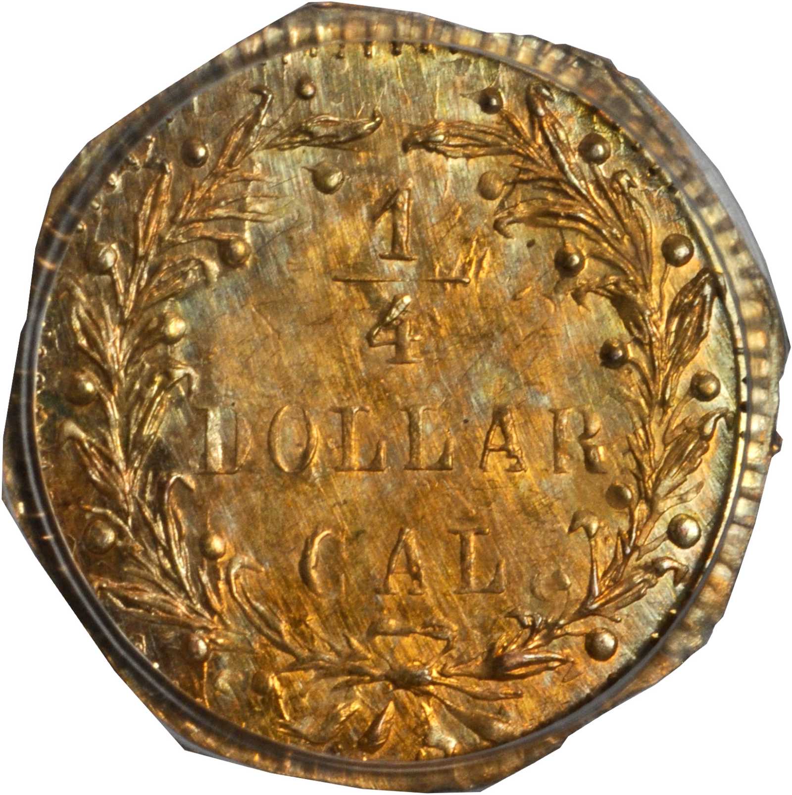 image for: 1875 Octagonal 25 Cents. BG-796. Rarity-5. Indian Head. MS-64 (PCGS).