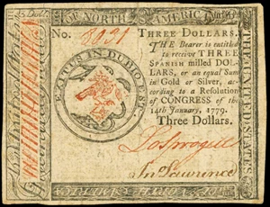 image for: CC-89. Continental Currency. January 14, 1779. $3. Extremely Fine.