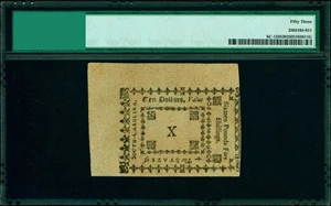 image for: SC-134. South Carolina. October 19, 1776. $10. PMG About Uncirculated 53.